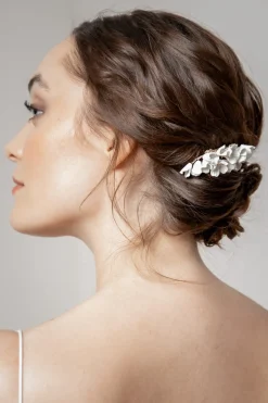 Braut Haarkamm mit Porzellanblüten
