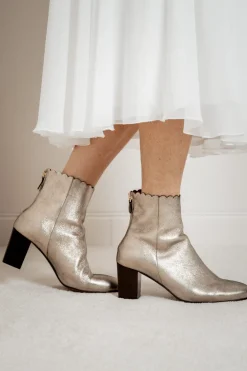 Braut Stiefelette aus Metallic-Leder - Giselle Gold