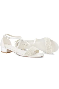 Brautsandale mit Perlen – Layla Ivory Satin | G.Westerleigh