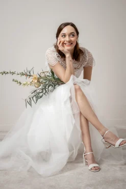 Brautschuh mit Perlen – Lauren Ivory Satin | G.Westerleigh