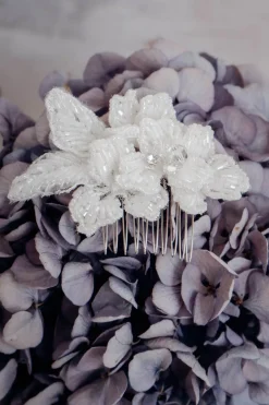Funkelnder Braut Haarkamm in Ivory