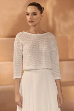 Gemusterter Braut Pullover in Ivory