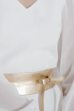 Goldfarbener Brautgürtel aus Leder – Marielle noni