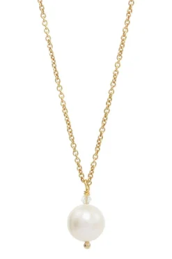 Kette mit rundem Perlen-Anhänger und kleinem Kristall – Blooming Beauty