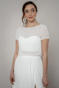 Kurzarm-Braut Top aus Chiffon – Lani noni