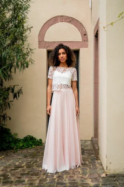 Langer Braut Rock aus Chiffon – Isla Rosé noni
