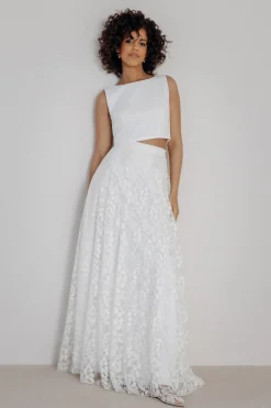 Rückenfreies Braut Top – Liza Ivory Eco noni