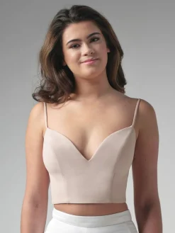 Unterziehtop in Beige mit tiefem Dekolleté